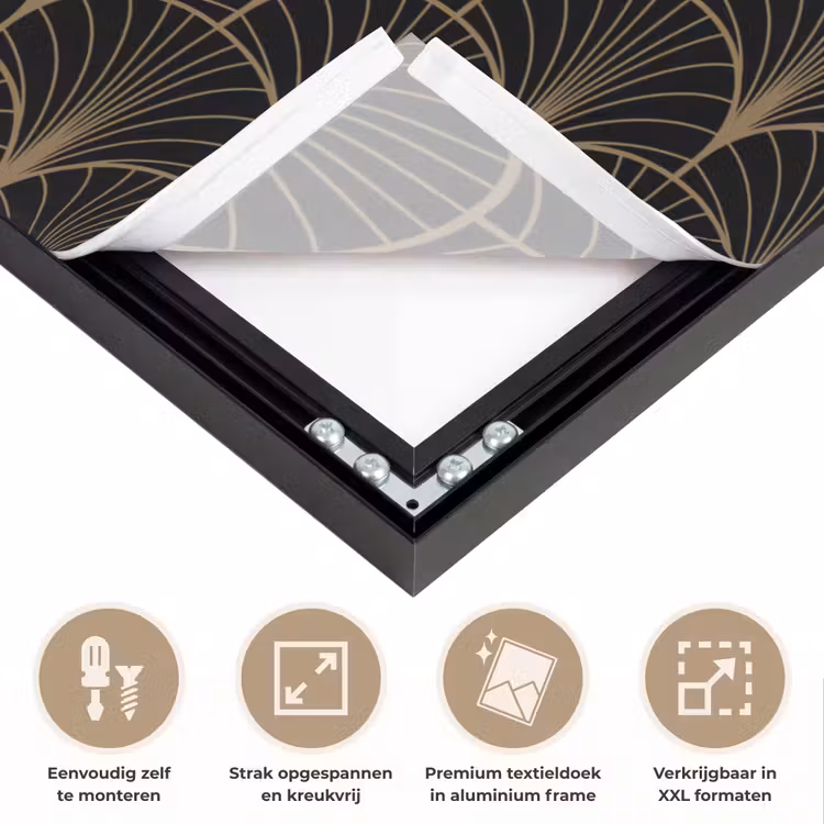 Gouden - Waaiers - Zwart Textielframe zwart klein 947 -USP_feed_closeupNL
