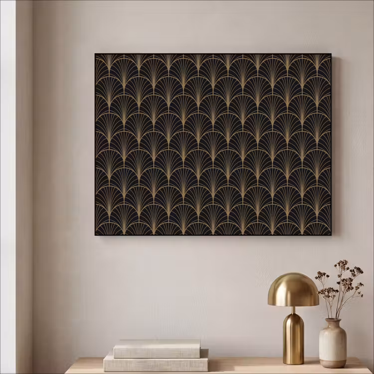 Gouden - Waaiers - Zwart Textielframe - compleet frame klein 947 -sfeer2