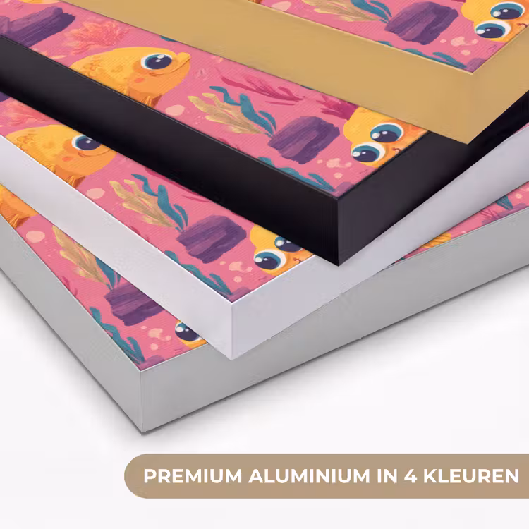 Goudvissen - Koraal - Kleurrijk Textielframe zwart klein 947 -USP_kleurenNL