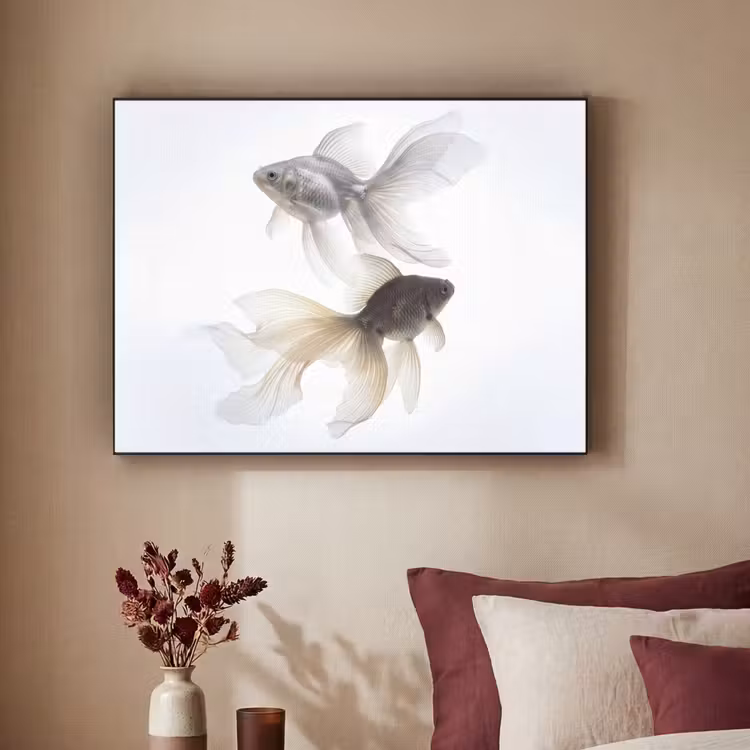 Goudvissen - Modern - Wit Textielframe zwart klein -sfeer1