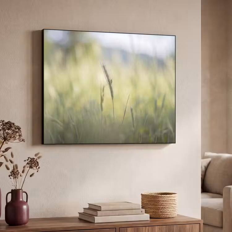 Graan - Aar - Natuur - Groen - Detail Textielframe zwart klein -sfeer3