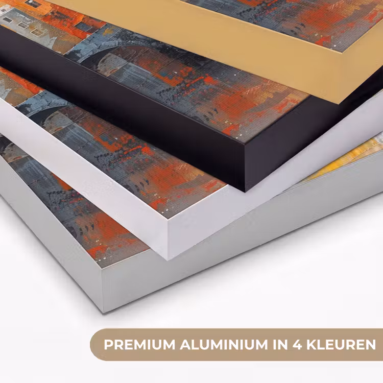 Gracht - Huizen - Kunst - Art Textielframe zwart klein -USP_kleurenNL