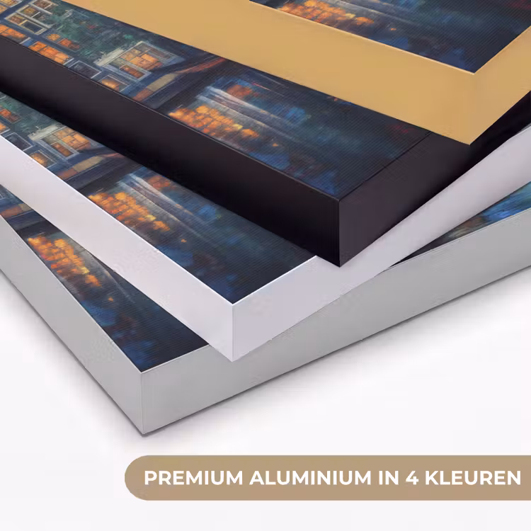 Grachten Amsterdam - Huizen - Stad - Kleurrijk Textielframe zwart klein -USP_kleurenNL