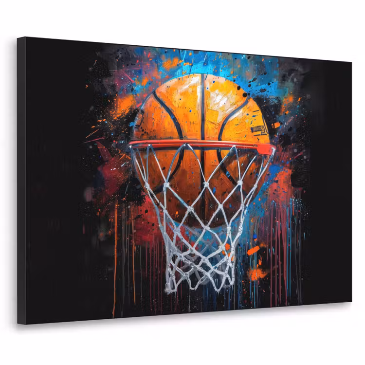 Graffiti - Basketbal - Sport - Zwart - Street art Textielframe zwart klein -3d