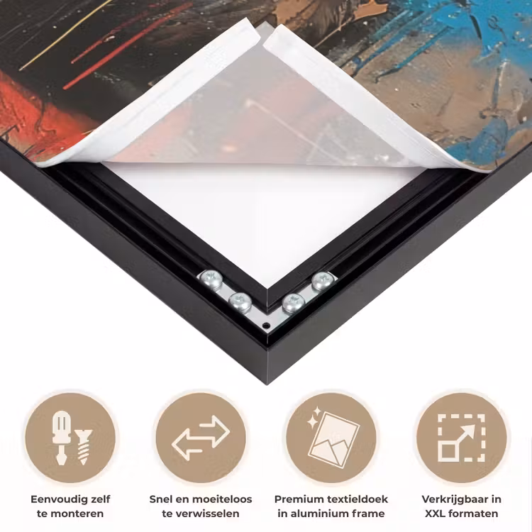 Graffiti - Beer - Dier - Muur - Street art Textielframe zwart klein -USP_closeupNL