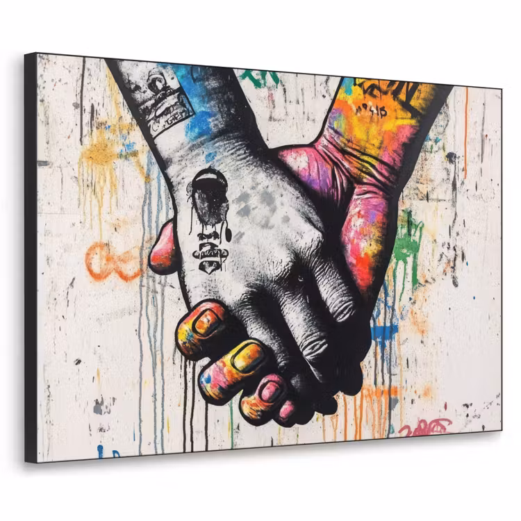 Graffiti - Handen - Vintage - Street art Textielframe - compleet frame klein -3d