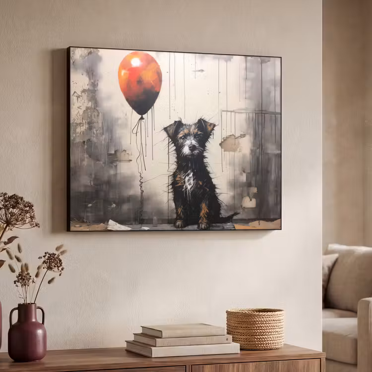 Graffiti - Hond - Ballon - Dieren Textielframe - compleet frame klein -sfeer3