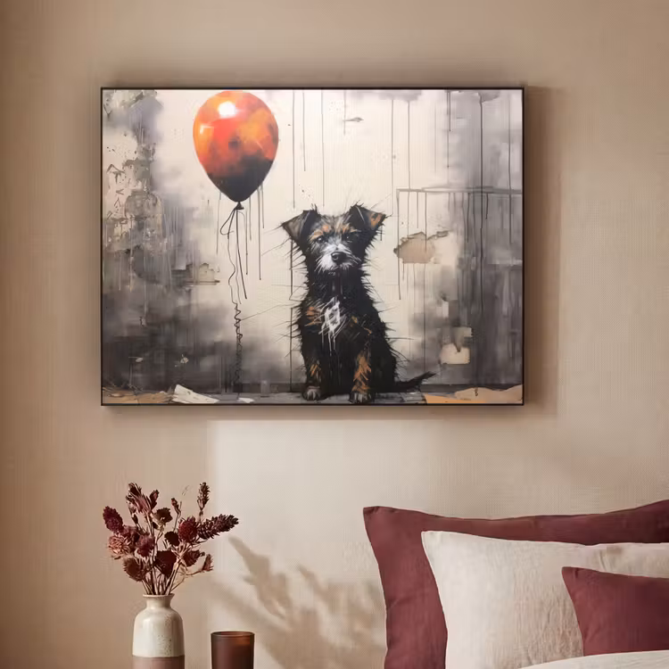 Graffiti - Hond - Ballon - Dieren Textielframe - compleet frame klein -sfeer1