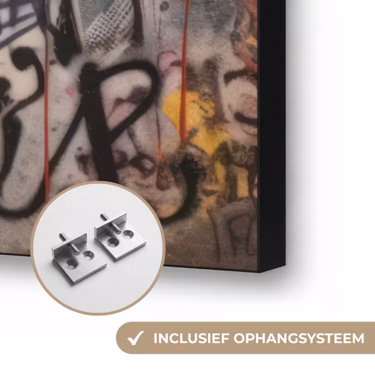 Graffiti - Jongen - Kleuren - Street Art Textielframe zwart klein -USP_ophangsysteemNL