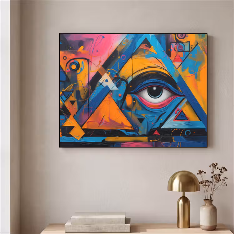 Graffiti - Kleuren - Oog - Kunst Textielframe zwart klein -sfeer2