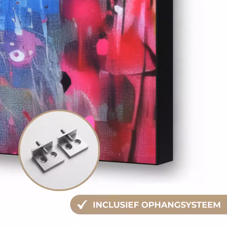 Graffiti - Lippen - Felroze - Geschilderd Textielframe zwart klein -USP_ophangsysteemNL