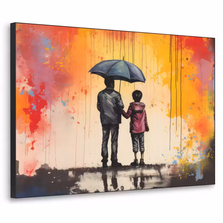 Graffiti - Paraplu - Mensen - Kleuren - Kunst Textielframe zwart klein -3d