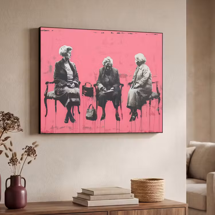 Graffiti - Roze - Street art - Vrouwen Textielframe - compleet frame klein -sfeer3