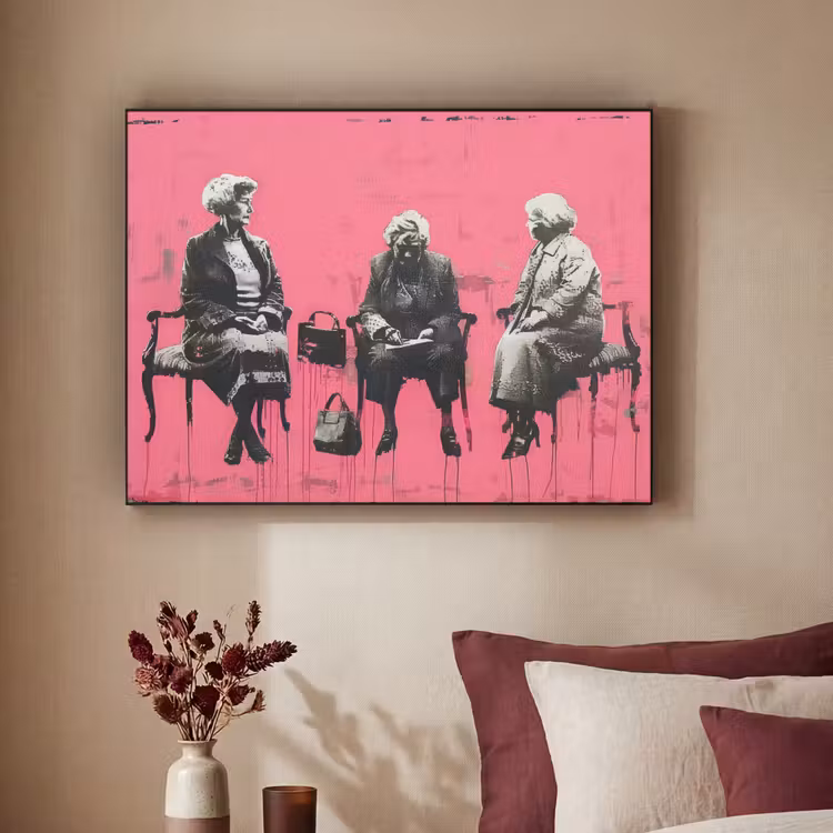 Graffiti - Roze - Street art - Vrouwen Textielframe - compleet frame klein -sfeer1