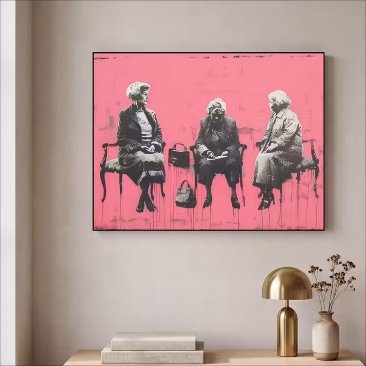 Graffiti - Roze - Street art - Vrouwen Textielframe - compleet frame klein -sfeer2
