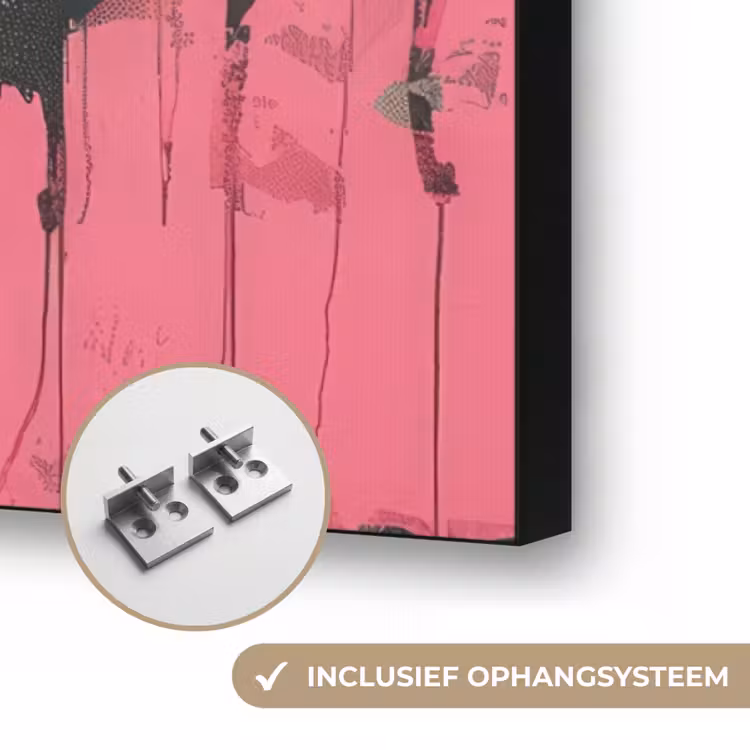 Graffiti - Roze - Street art - Vrouwen Textielframe zwart klein -USP_ophangsysteemNL