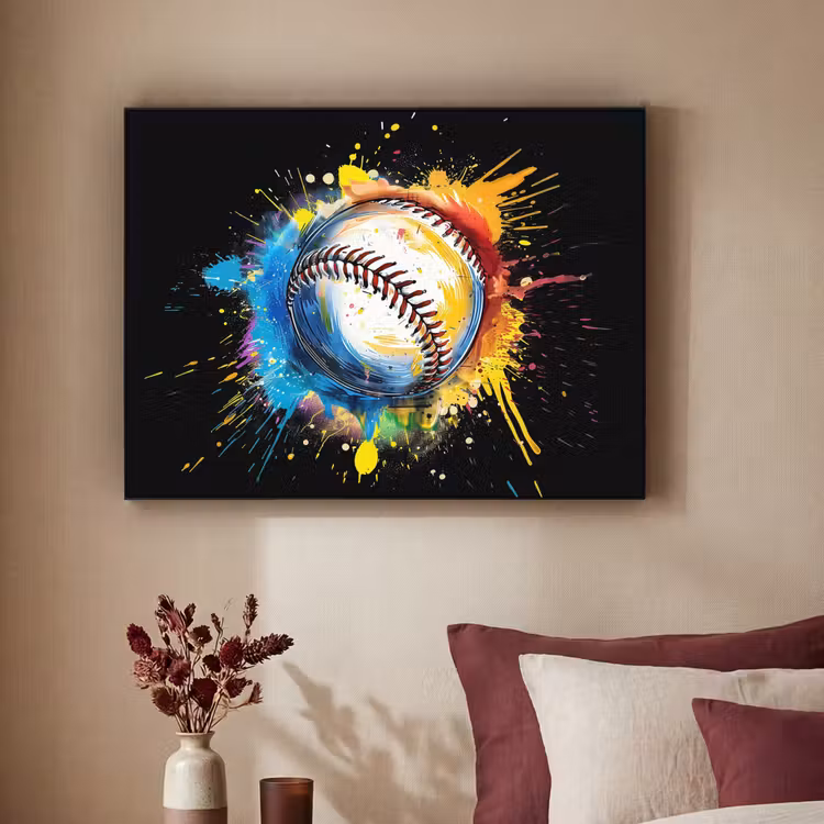 Graffiti - Sport - Baseball - Honkbal Textielframe zwart klein -sfeer1