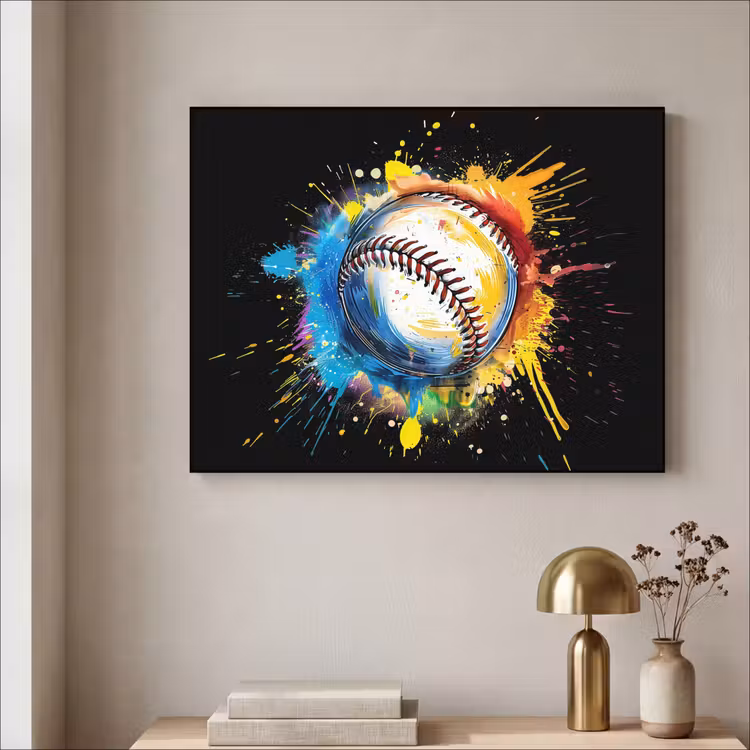 Graffiti - Sport - Baseball - Honkbal Textielframe zwart klein -sfeer2