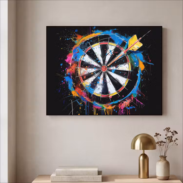 Graffiti - Sport - Darten - Dartbord Textielframe - compleet frame klein -sfeer2