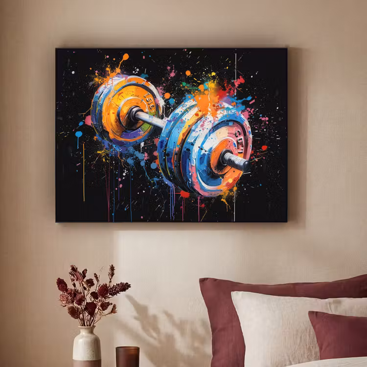 Graffiti - Sport - Fitness - Dumbbell - Gym Textielframe zwart klein -sfeer1