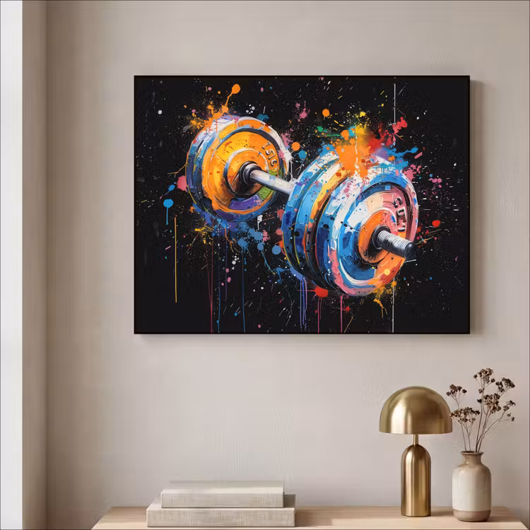 Graffiti - Sport - Fitness - Dumbbell - Gym Textielframe - compleet frame klein -sfeer2