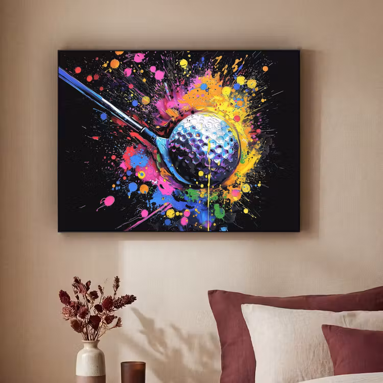 Graffiti - Sport - Golf - Golfclub Textielframe zwart klein -sfeer1