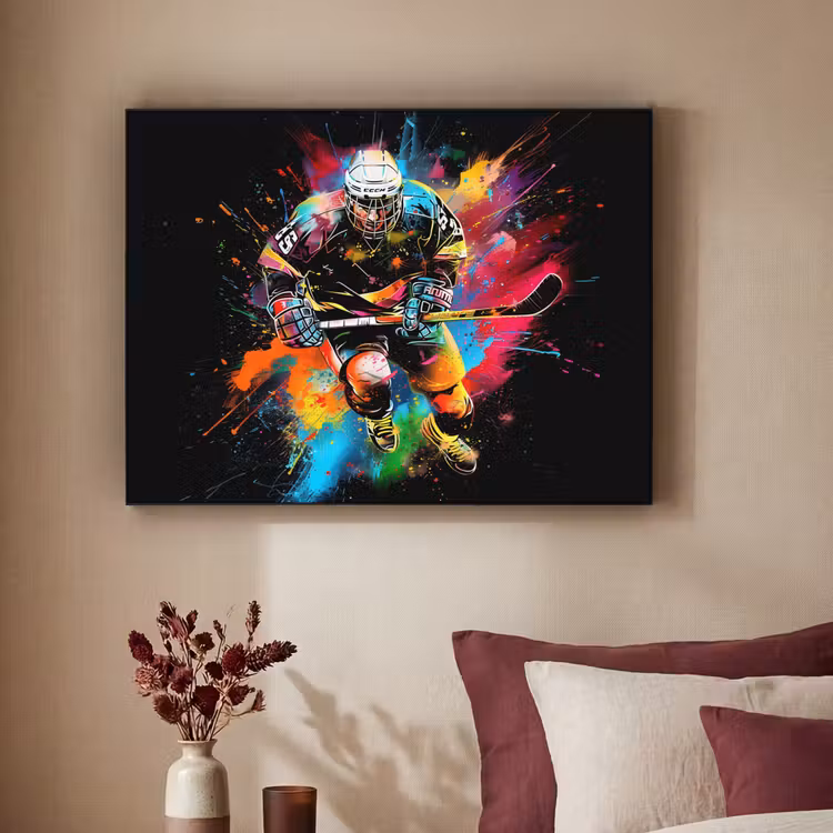Graffiti - Sport - IJshockey - Hockey Textielframe zwart klein -sfeer1