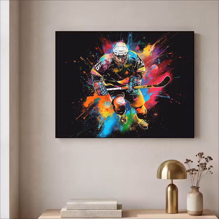 Graffiti - Sport - IJshockey - Hockey Textielframe zwart klein -sfeer2