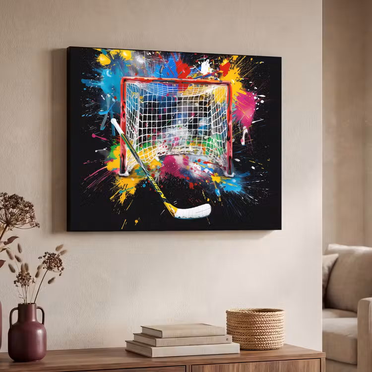 Graffiti - Sport - IJshockey - Hockey goal Textielframe zwart klein -sfeer3