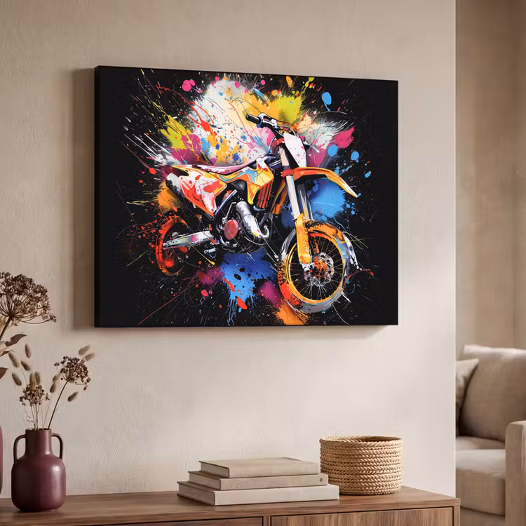 Graffiti - Sport - Motor - Motorcross Textielframe zwart klein -sfeer3