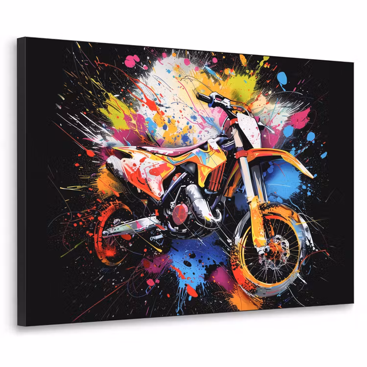 Graffiti - Sport - Motor - Motorcross Textielframe zwart klein -3d