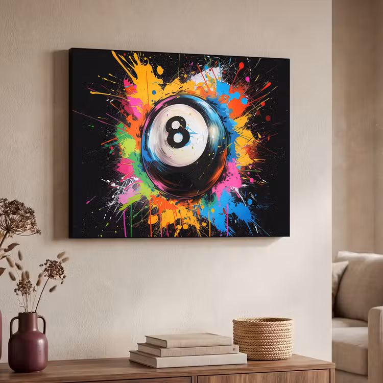 Graffiti - Sport - Pool bal - Biljart Textielframe zwart klein -sfeer3