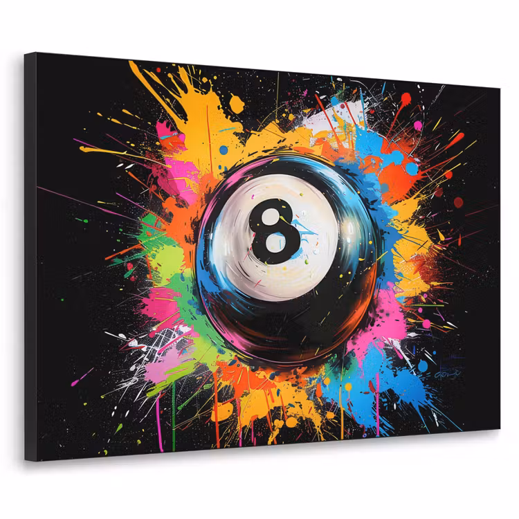 Graffiti - Sport - Pool bal - Biljart Textielframe zwart klein -3d