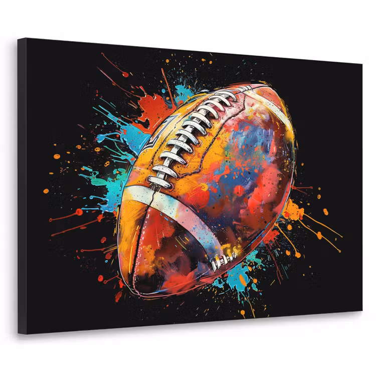 Graffiti - Sport - Rugby - American Football Textielframe zwart klein -3d