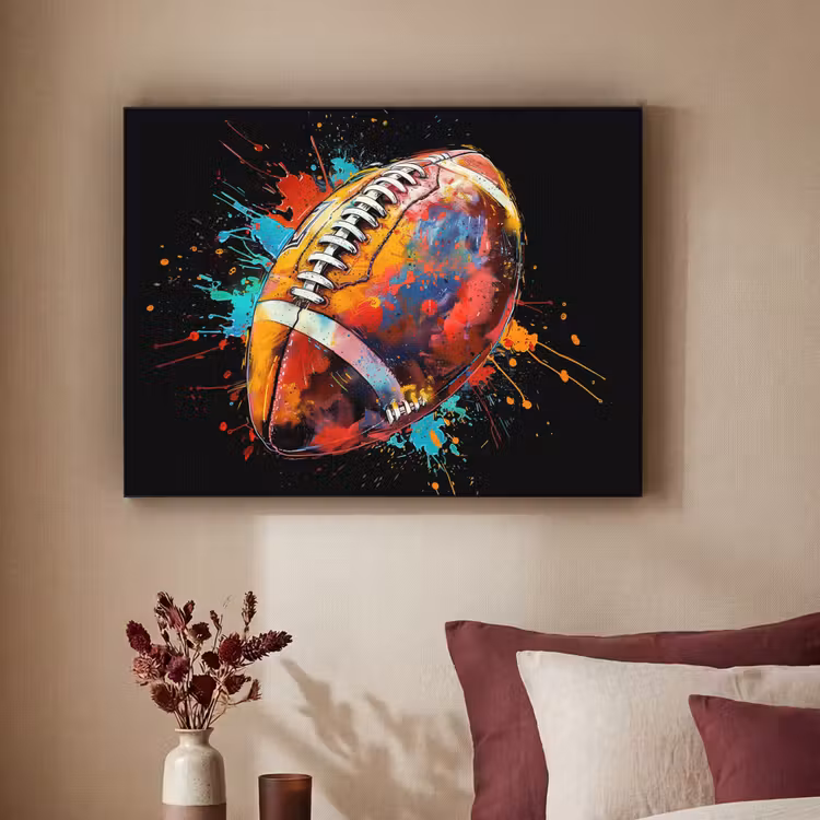 Graffiti - Sport - Rugby - American Football Textielframe zwart klein -sfeer1