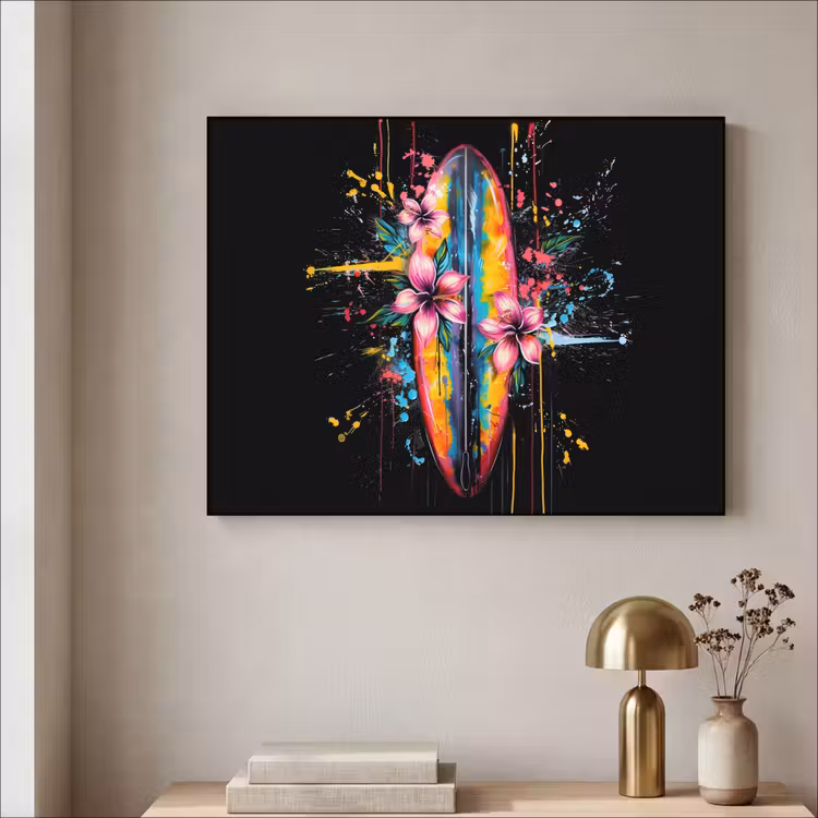 Graffiti - Sport - Surfen - Zomer Textielframe zwart klein -sfeer2