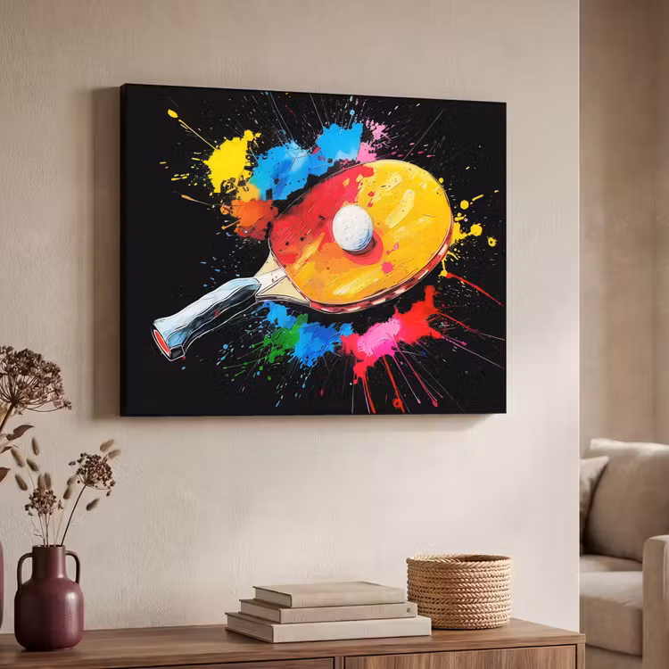 Graffiti - Sport - Tafeltennis - Verf Textielframe - compleet frame klein -sfeer3