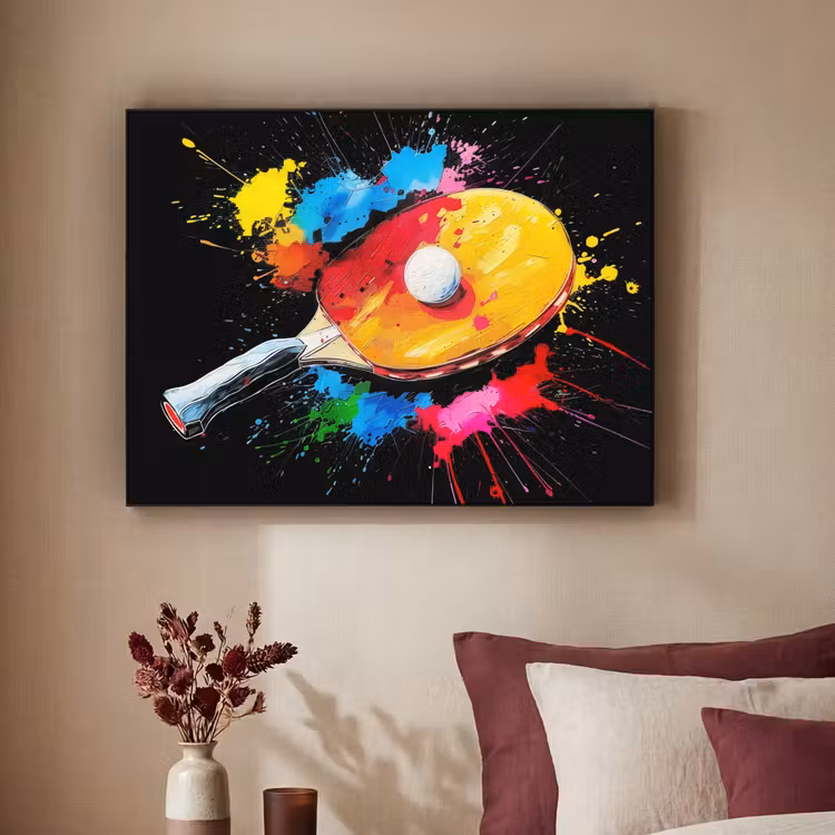 Graffiti - Sport - Tafeltennis - Verf Textielframe zwart klein -sfeer1