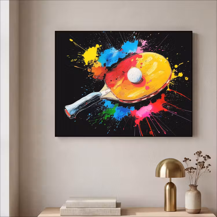 Graffiti - Sport - Tafeltennis - Verf Textielframe zwart klein -sfeer2