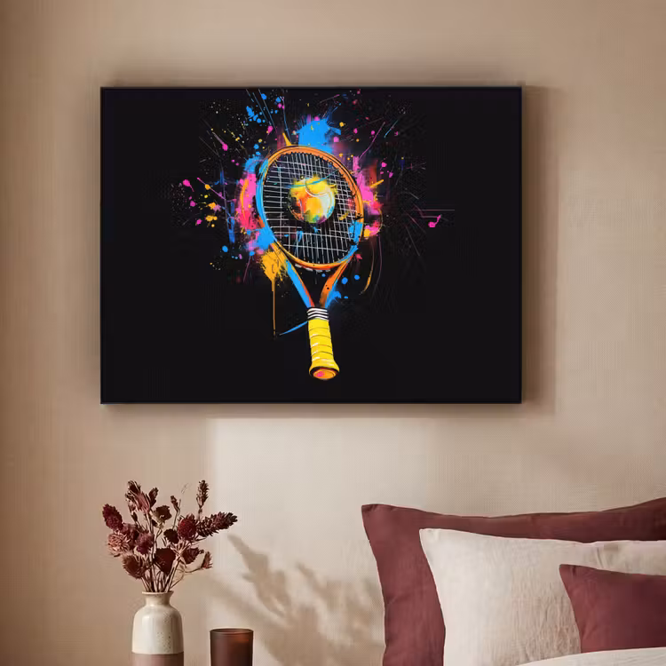 Graffiti - Sport - Tennis - Raket - Bal Textielframe - compleet frame klein -sfeer1