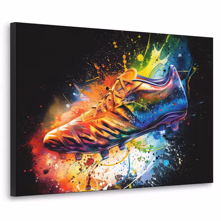 Graffiti - Sport - Voetbal - Schoen - Verf Textielframe zwart klein -3d