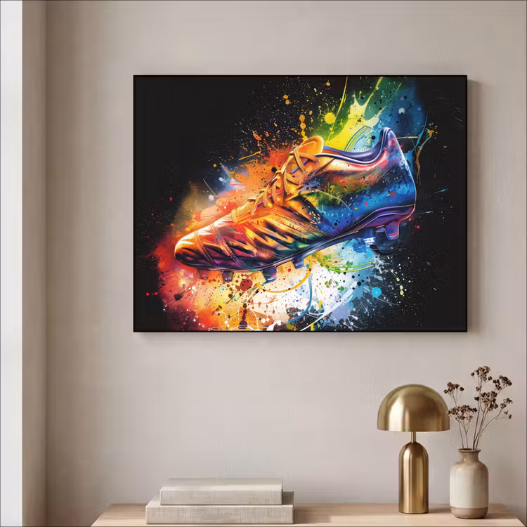 Graffiti - Sport - Voetbal - Schoen - Verf Textielframe zwart klein -sfeer2