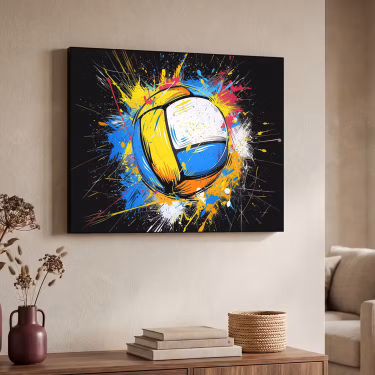 Graffiti - Sport - Volleybal - Bal Textielframe zwart klein -sfeer3