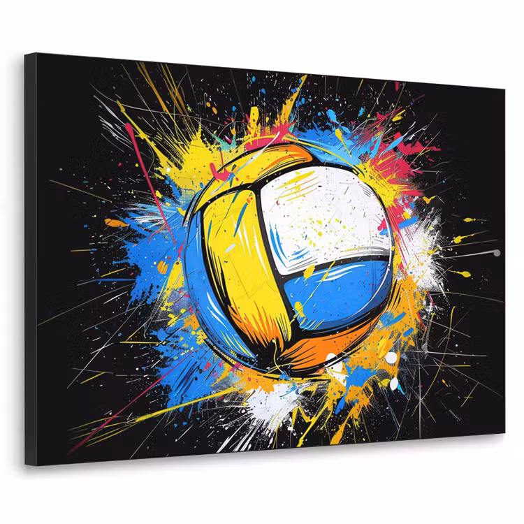 Graffiti - Sport - Volleybal - Bal Textielframe zwart klein -3d