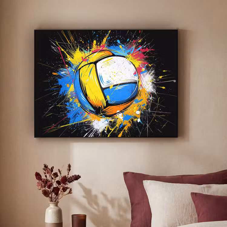 Graffiti - Sport - Volleybal - Bal Textielframe zwart klein -sfeer1
