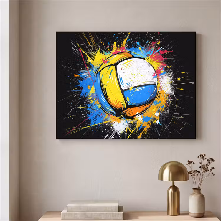 Graffiti - Sport - Volleybal - Bal Textielframe zwart klein -sfeer2