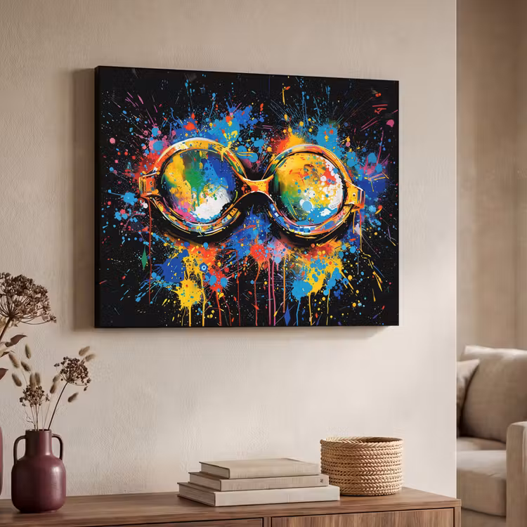 Graffiti - Sport - Zwemmen - Zwembril Textielframe zwart klein -sfeer3