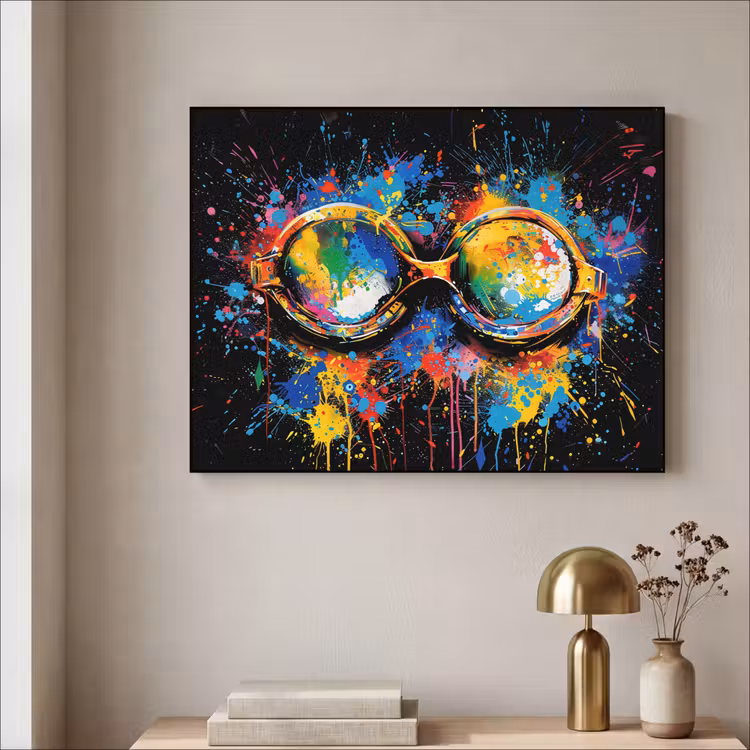 Graffiti - Sport - Zwemmen - Zwembril Textielframe zwart klein -sfeer2
