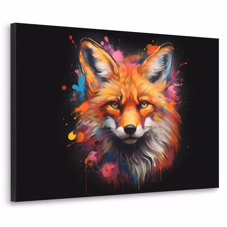 Graffiti - Vos - Zwart - Pop art Textielframe - compleet frame klein -3d