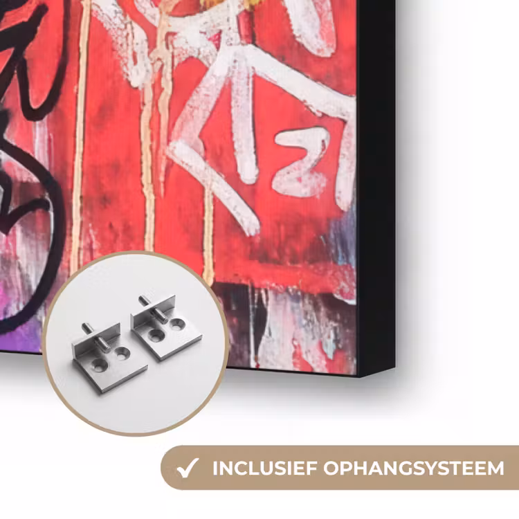 Graffiti - Zwart wit - Street art Textielframe zwart klein -USP_ophangsysteemNL